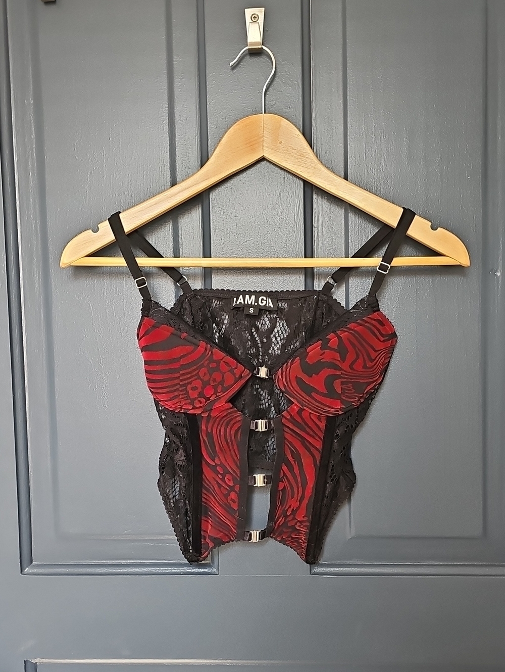 I.AM.GIA Red & Black Lace Bustier